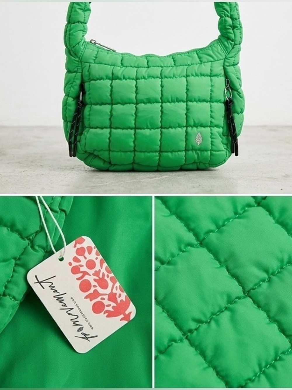 FP Movement Quilted Carryall Puffer Bag Vibrant Green Nylon NWT mini
